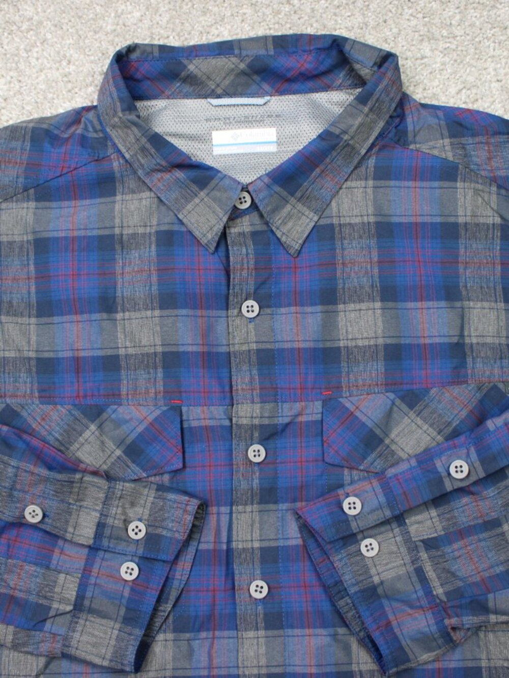 Columbia Silver Ridge Shirt Mens 2XL XXL Blue/Gray Omni-Shade Sun Protection L/S